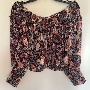 Womens BB Dakota Steve Madden Boho Crop Top Off Shoulder Floral Print Size Small